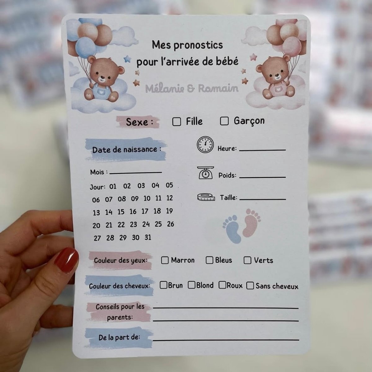Carte pronostic bébé L'créations