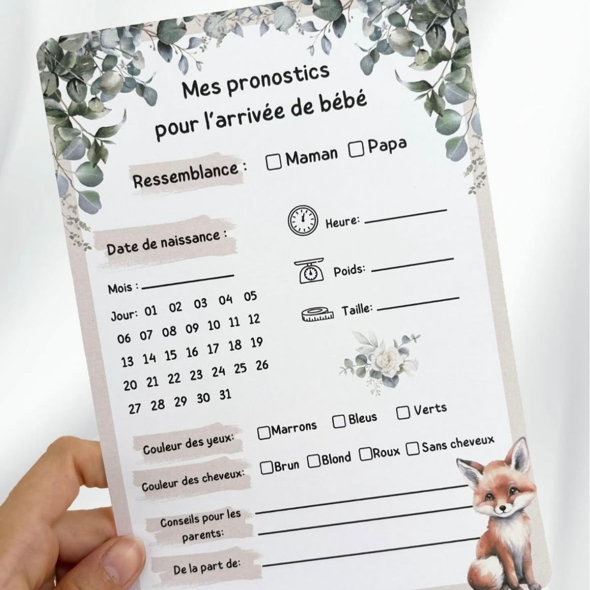 Carte pronostic bébé L'créations