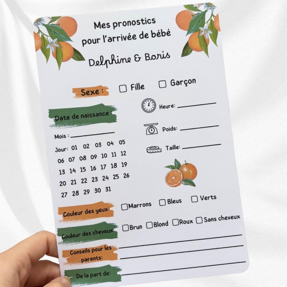 Carte pronostic bébé L'créations
