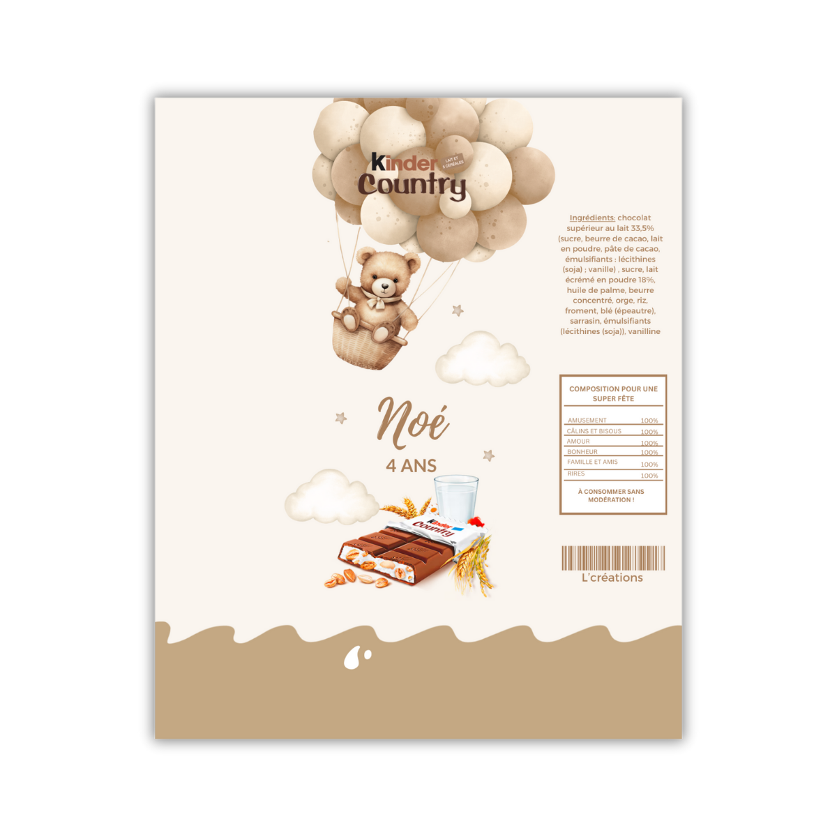 Étiquette Kinder Country L'créations